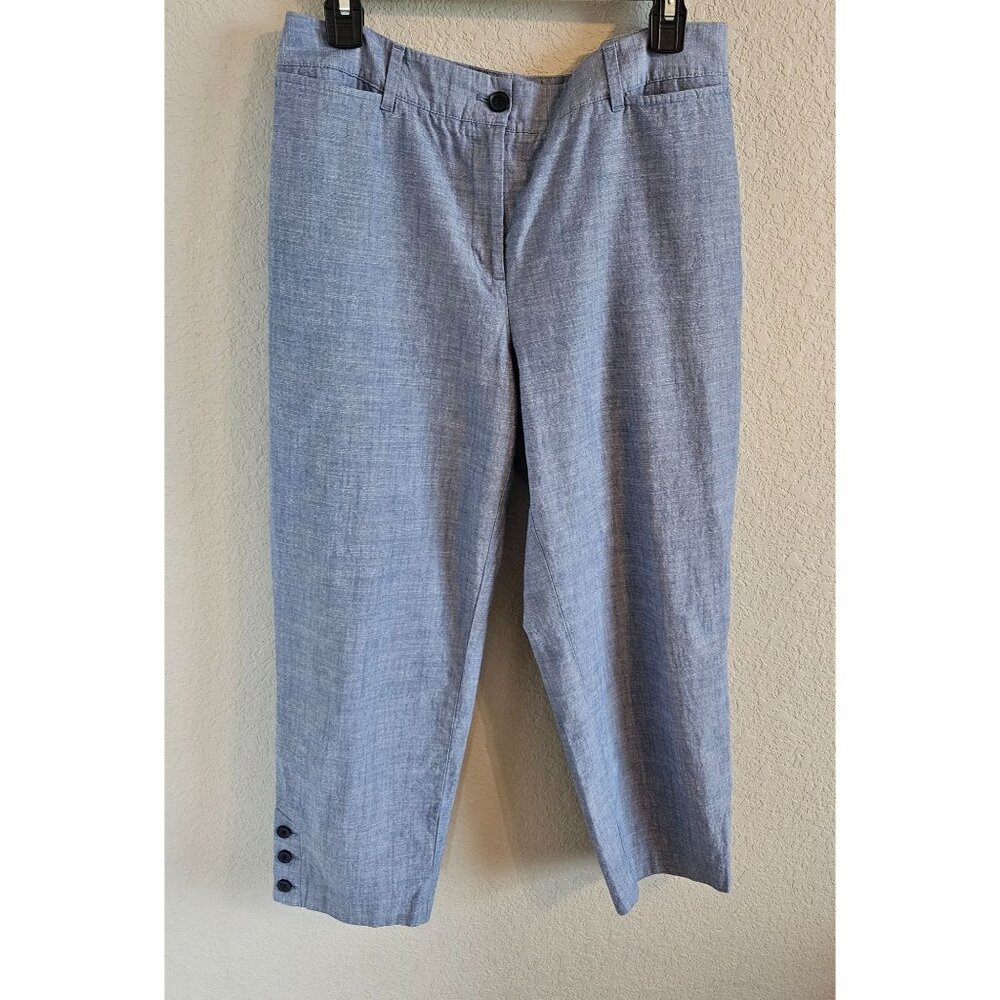 Talbot's Woman Perfect Crop Pant Curvy SZ 8  Button Accent Casual Beach Classic